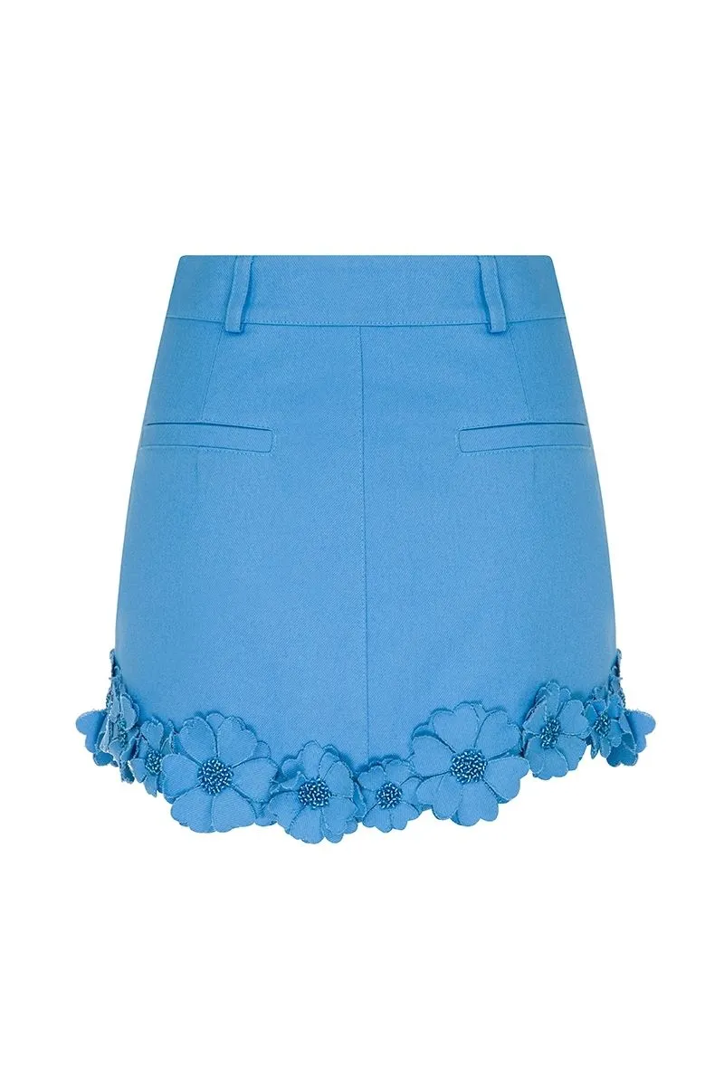 BUTTERCUP BLUE FLORAL MINI SKIRT