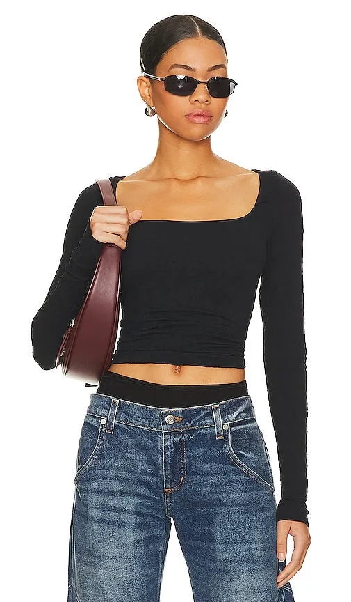 Free People x Intimately FP Have It All Long Sleeve In Washed Black in Black