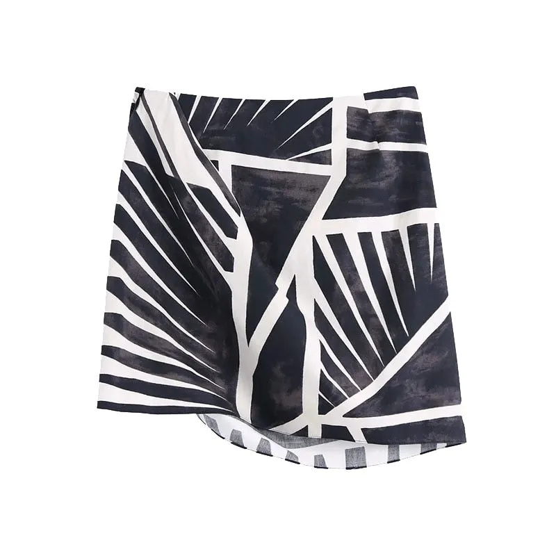 PRINTED DRAPED SKIRT
