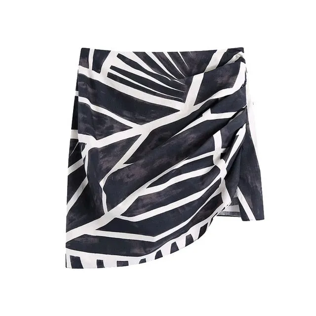 PRINTED DRAPED SKIRT