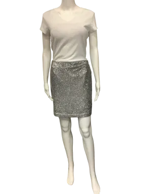 White House Black Market Silver Sequin Mini Skirt w/Tags Size: 4